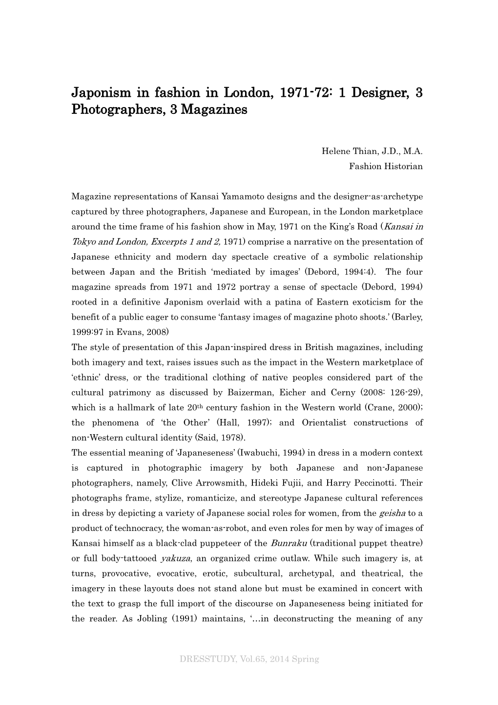 Japonism in Fashion in London, 1971-72: 1 Designer, 3 Photographers, 3 Magazines