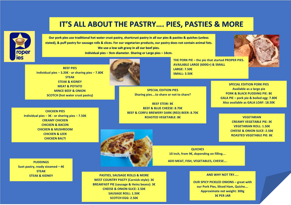 It's All About the Pastry…. Pies, Pasties & More