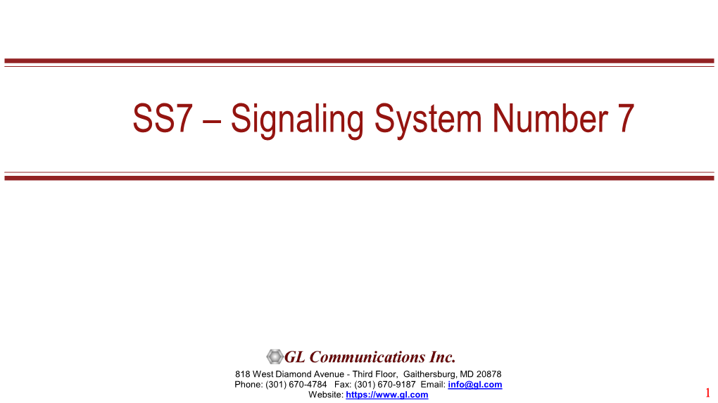 SS7 – Signaling System Number 7