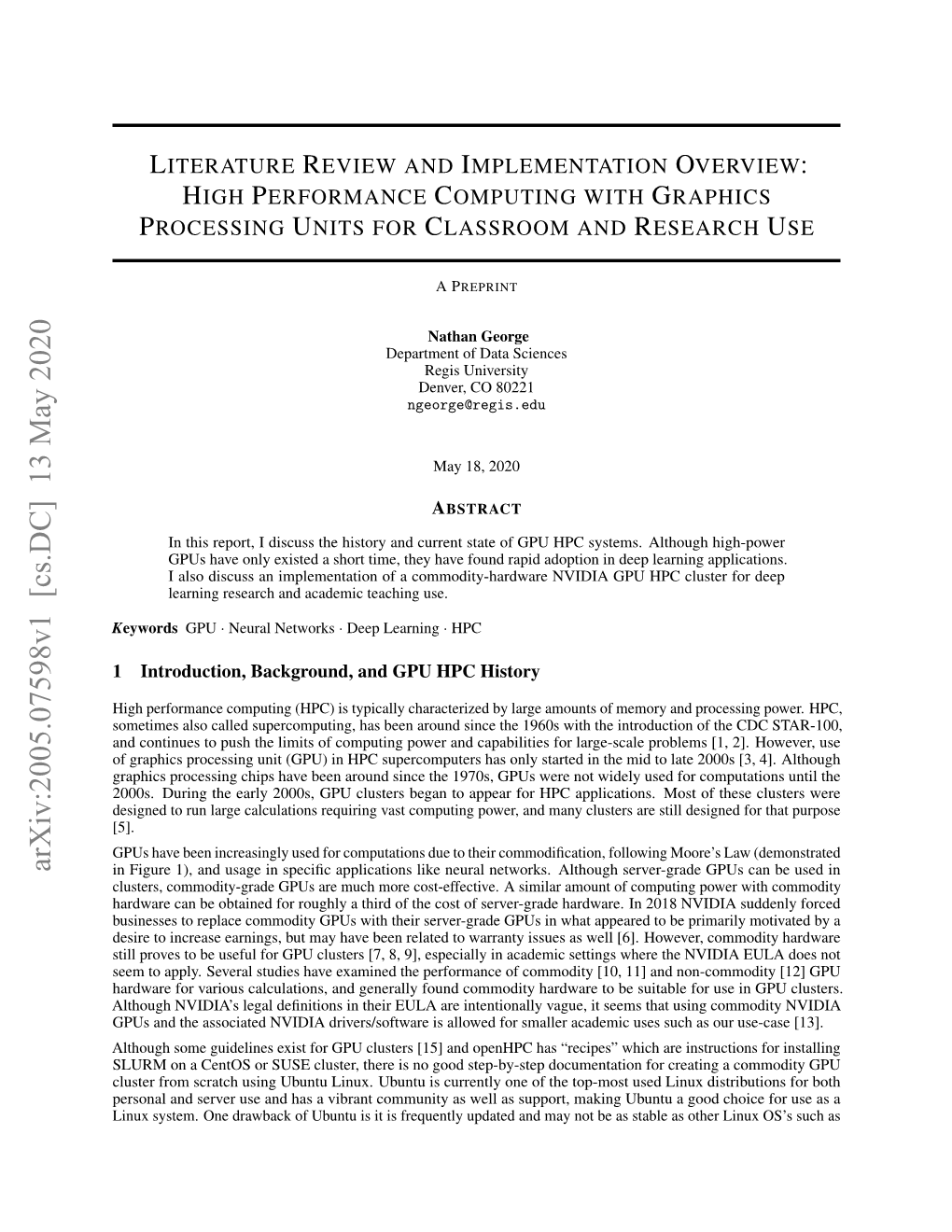 Literature Review and Implementation Overview: High Performance