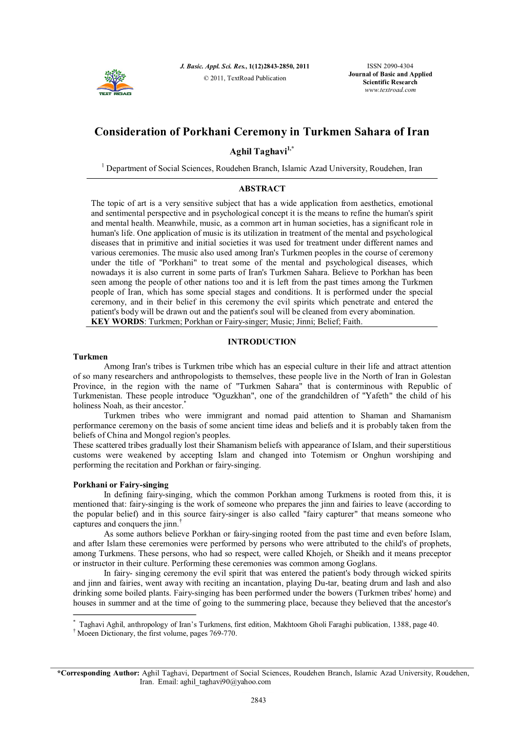 Consideration of Porkhani Ceremony in Turkmen Sahara of Iran