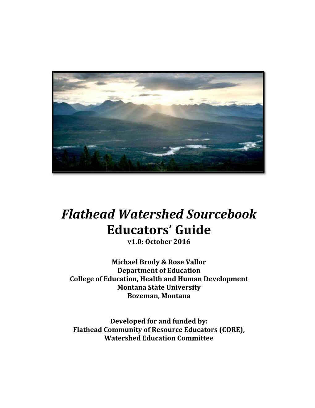 Flathead Watershed Sourcebook Educators' Guide