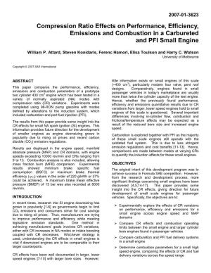 Compression Ratio Effects on Performance, Efficiency, Emissions and Combustion in a Carbureted and PFI Small Engine