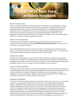 ABO-NCLE Basic Exam Candidate Handbook