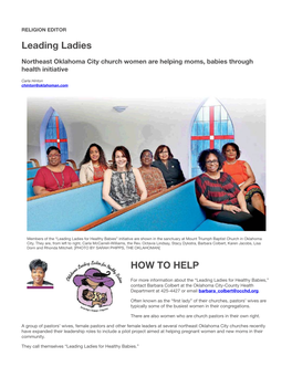 Leading Ladies for Healthy Babies” Initiative Are Shown in the Sanctuary at Mount Triumph Baptist Church in Oklahoma City