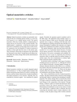 Optical Memristive Switches
