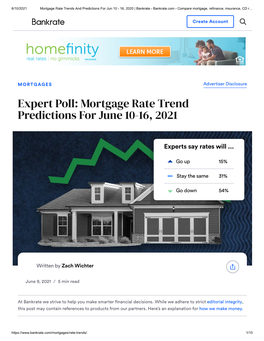 Expert Poll: Mortgage Rate Trend Predictions for June 10-16, 2021