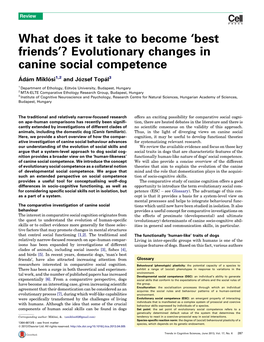 Evolutionary Changes in Canine Social Competence