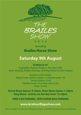 Brailes Horse Show Saturday 9Th August