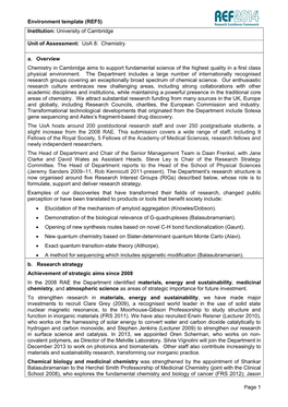 Environment Template (REF5) Page 1 Institution: University of Cambridge