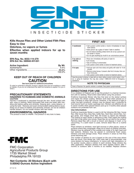 Endzone Insecticide Sticker Label