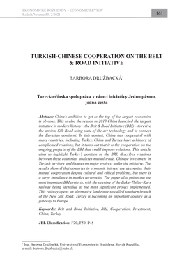 Turkish-Chinese Cooperation on the Belt & Road Initiative