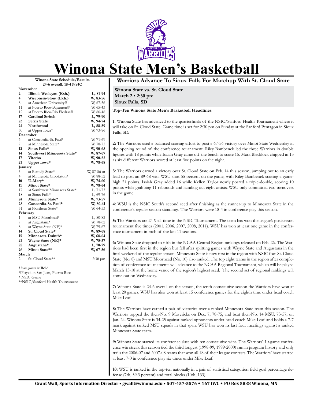 Winona State Men's Basketball