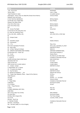 2000-2005 Songlist