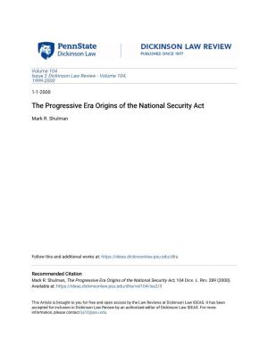 The Progressive Era Origins of the National Security Act