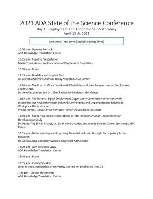 2021 ADA SOS Mountain Time Zone Agenda