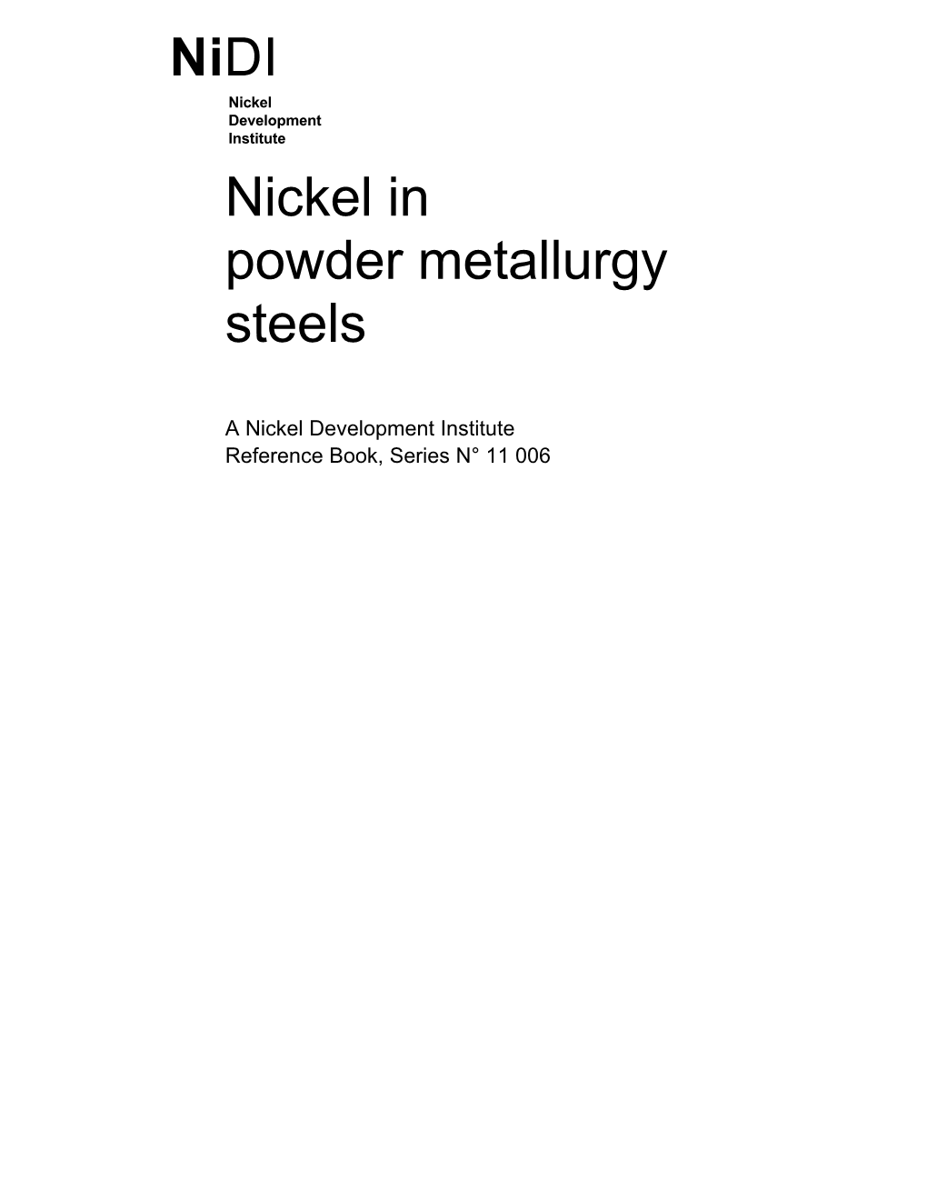 Nickel in Powder Metallurgy Steels