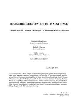 Moving Higher Education to Its Next Stage