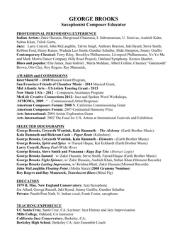 GEORGE BROOKS One Page Resume