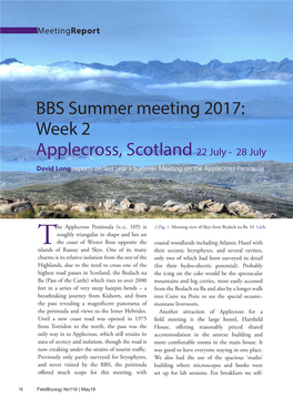 BBS Summer Meeting 2017: Applecross, Scotland