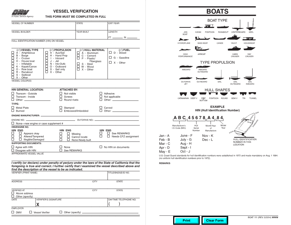 BOAT 111, Vessel Verification