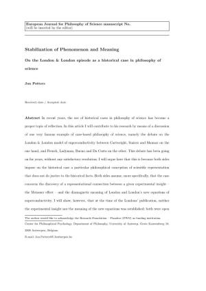 Stabilization of Phenomenon and Meaning