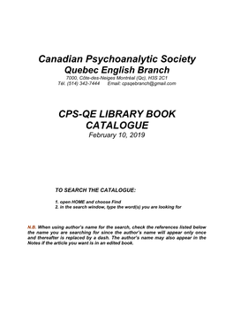 CPS-QE New Catalogue 2019