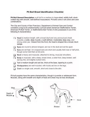 San Francisco ACC Pit Bull Identification Checklist