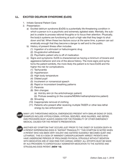 LL. EXCITED DELIRIUM SYNDROME (Exds)