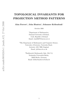 Topological Invariants for Projection Method Patterns and Prove Their Isomorphism As Groups