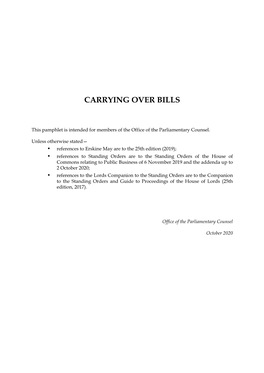 Carrying Over Bills