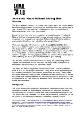 Grand National Briefing Sheet 2019