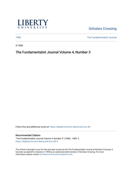 The Fundamentalist Journal Volume 4, Number 3