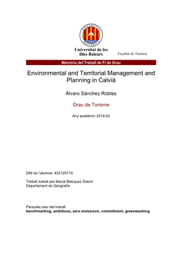 Environmental and Territorial Management and Planning in Calvià