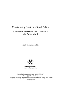 Constructing Soviet Cultural Policy