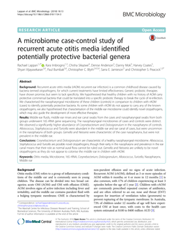 A Microbiome Case-Control Study of Recurrent Acute Otitis Media