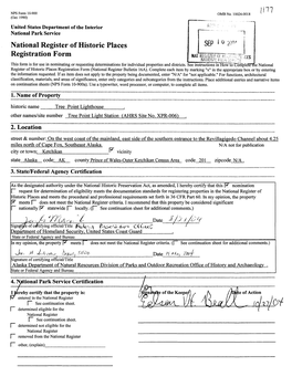 National Register of Historic Places Registration Form SEP D