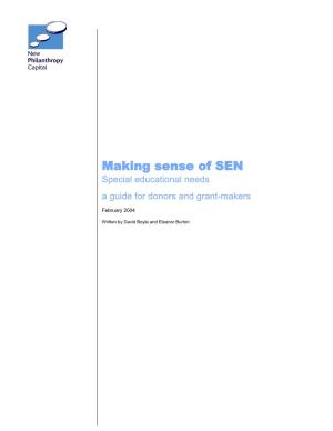 Making Sense of SEN Special Educational Needs a Guide for Donors and Grant-Makers
