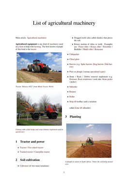 List of Agricultural Machinery