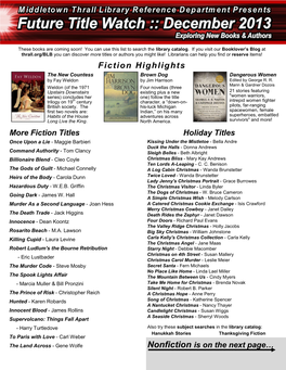 Fiction Highlights