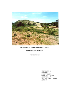 Lithics After Stone Age in East Africa Wadh Lang'o Case
