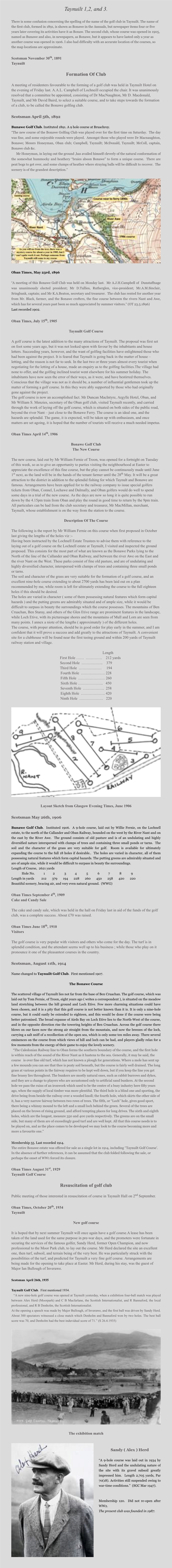 History of Taynuilt Golf Club