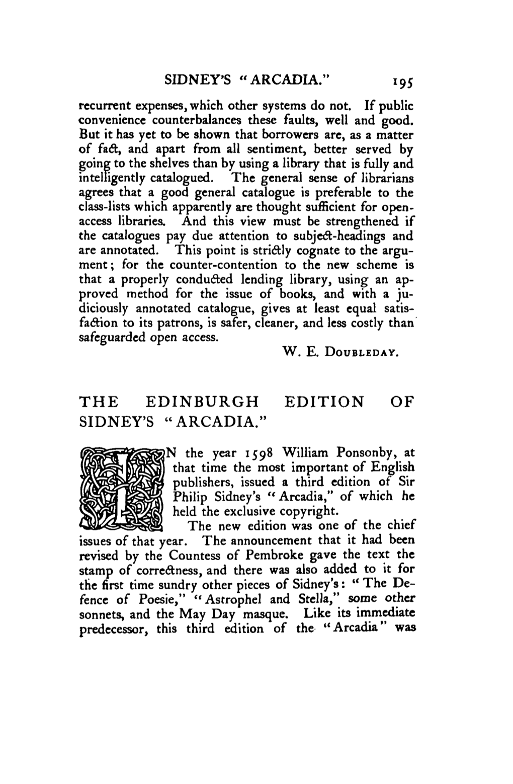 The Edinburgh Edition of Sidney's "Arcadia."