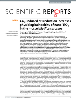 CO2-Induced Ph Reduction Increases Physiological Toxicity of Nano-Tio2