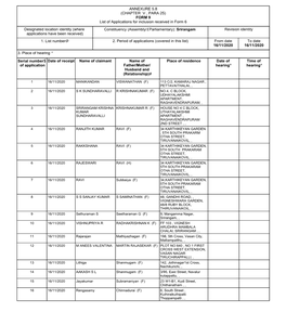 ANNEXURE 5.8 (CHAPTER V , PARA 25) FORM 9 List of Applications For