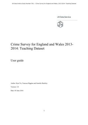 Crime Survey for England and Wales, 2013-2014: Teaching Dataset