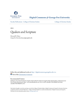 Quakers and Scripture Howard R