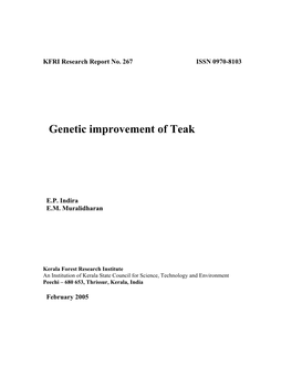 Genetic Improvement of Teak