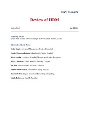 Review of HRM, Vol. 4 No. 2, April 2016