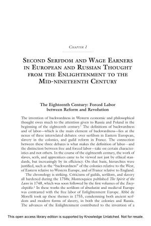 Second Serfdom and Wage Earners in European and Russian Thought from the Enlightenment to the Mid-Nineteenth Century